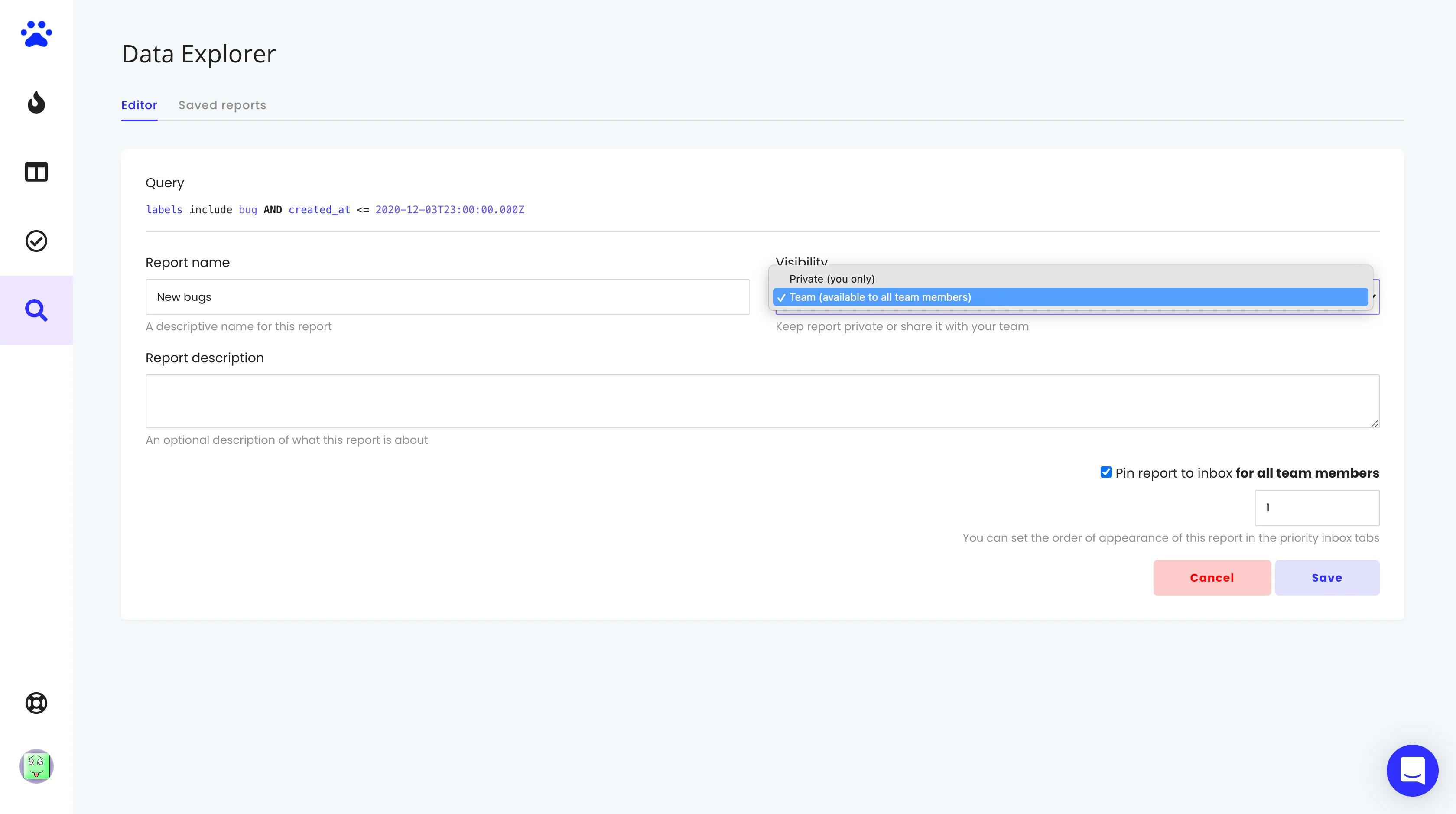 Shareable dynamic reports (Data Explorer)