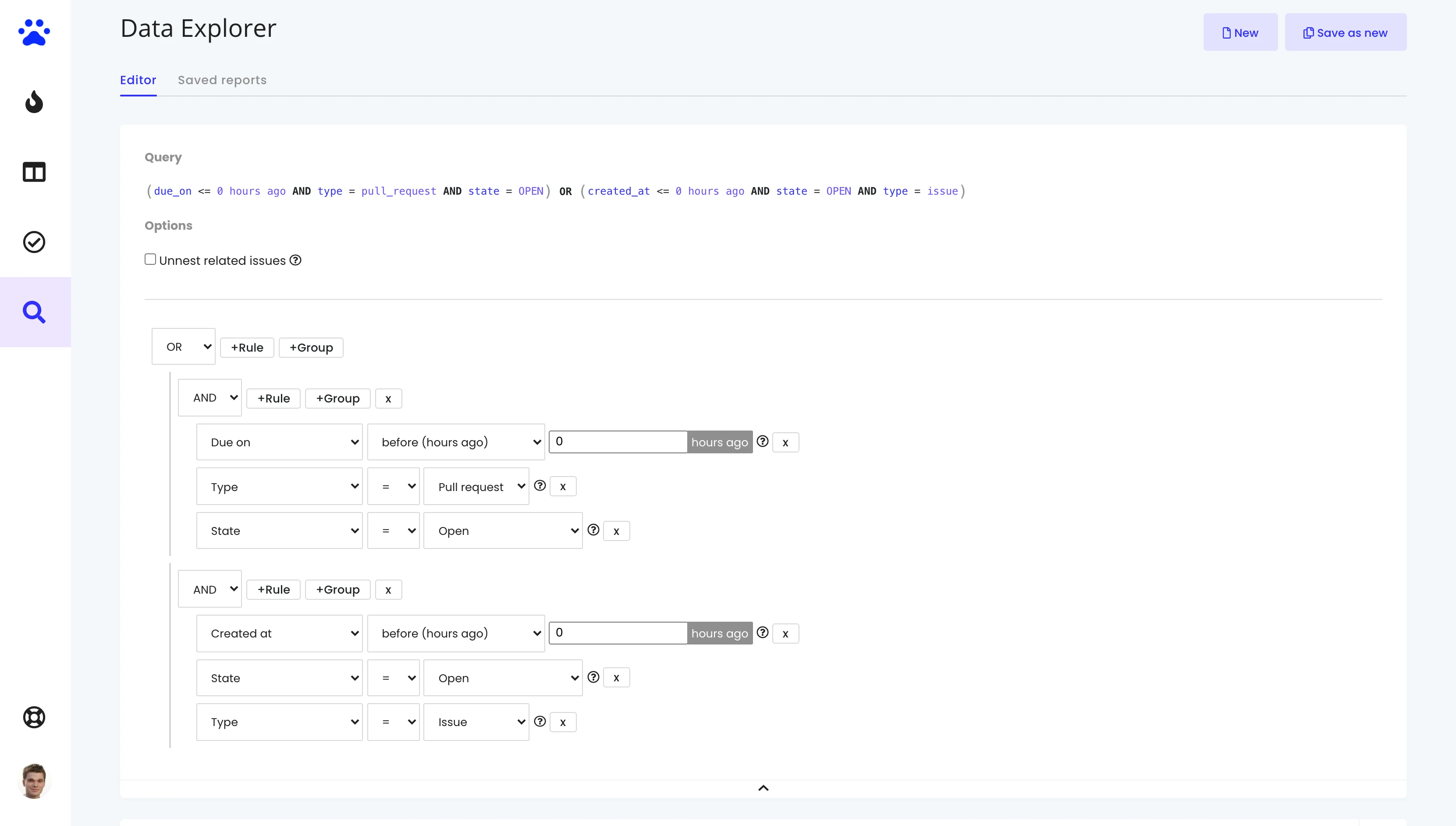 Query repository and development data and save reports with the Data Explorer