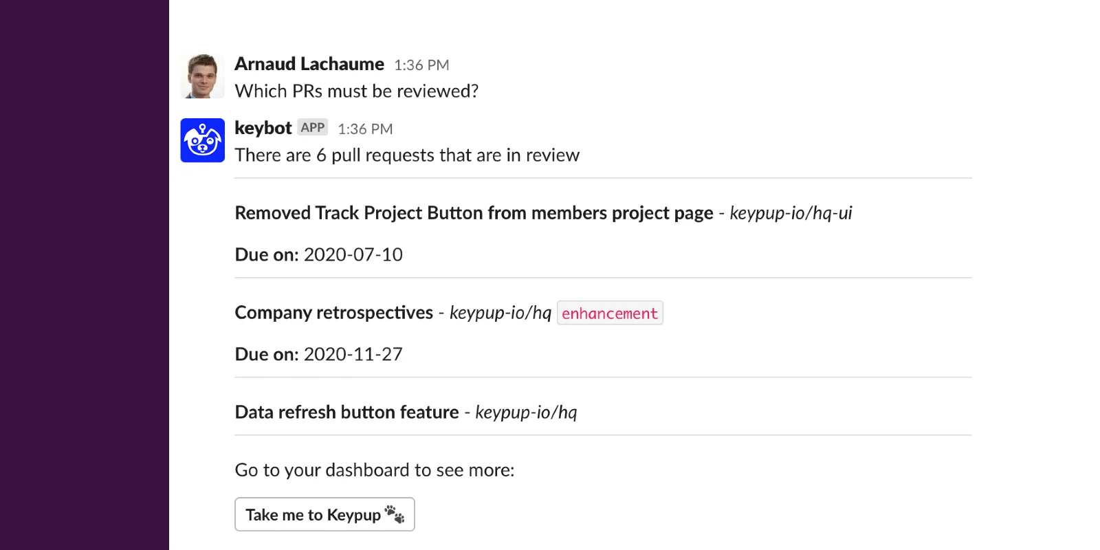 Slack integration - Keybot gets smarter